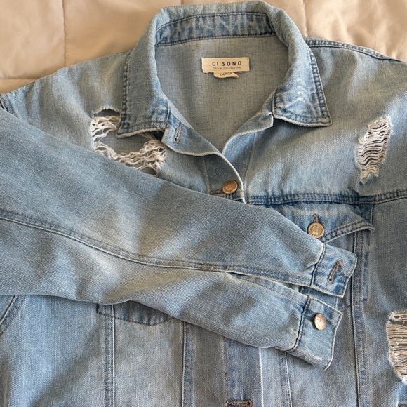 Light Blue Distressed Jean Jacket - Picture 5 of 6